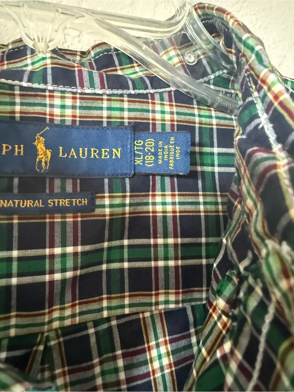 Ralph Lauren Navy and Green Plaid Button-Down Shirt